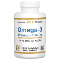 Купить California Gold Nutrition, омега-3, omega-3, 100 капсул из рыбьего желатина