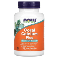 NOW Foods, Коралловый кальций плюс, Coral Calcium Plus, 100 растительных капсул
