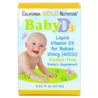 Купить California Gold Nutrition, Baby Vitamin D3 Liquid, 10 mcg (400 IU), 0.34 fl oz (10 ml)