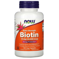 Купить NOW Foods, biotin, биотин, 10 мг (10 000 мкг), 120 вегетарианских капсул
