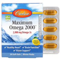 Купить Carlson, Maximum Omega 2000, Максимум Омега, 1000 мг, 30 мягких таблеток