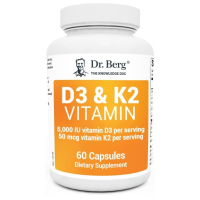 Купить Dr. Berg Vitamin D3 + K2, витамины Д3 + К2 (5000 МЕ), 60 капсул