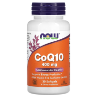 Купить NOW Foods, Коэнзим Q10, Coenzyme Q10, 400 мг, 30 мягких таблеток