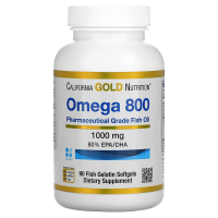 Купить California Gold Nutrition, омега 800, рыбий жир фармацевтической степени чистоты, 80% ЭПК/ДГК, в форме триглицеридов, 1000 мг, 90 капсул из рыбьего желатина