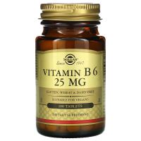 Solgar, витамин В6, 25 мг, 100 таблеток