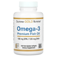 California Gold Nutrition, омега-3, рыбий жир премиального качества, 180 мг ЭПК / 120 мг ДГК, 100 капсул