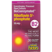Купить Natural Factors, BioCoenzymated, B2, рибофлавин 5-фосфат, Riboflavin 5-Phosphate, 50 мг, 30 вегетарианских капсул