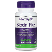 Купить Natrol, Biotin Plus, повышенная эффективность, 5000 мкг, 60 таблеток