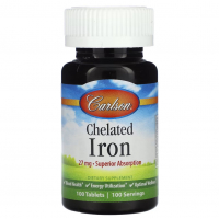 Купить Carlson, Хелатное железо, Chelated Iron, 27 мг, 100 таблеток