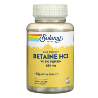 Купить Solaray, бетаина гидрохлорид с пепсином, Betaine HCL with Pepsin, 650 мг, 100 капсул