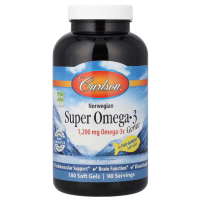 Купить Carlson, Super Omega-3, 180 капсул из рыбного желатина