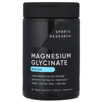 Купить Sports Research, Magnesium Glycinate, глицинат магния, 90 растительных капсул