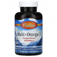 Купить Carlson, Мульти + омега-3, Multi + Omega-3, 60 мягких таблеток