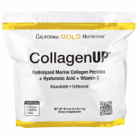 Sotib oling California Gold Nutrition, CollagenUP, Dengiz gidrolizlangan kollagen, gialuron kislotasi va C vitamini, ta'msiz, 1 kg