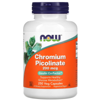 Купить NOW Foods, пиколинат хрома, Chromium Picolinate, 200 мкг, 250 вегетарианских капсул
