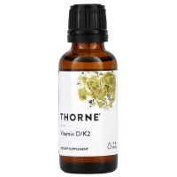 Thorne Research, витамины D3 + K2, Vitamin D3 + K2 25 мкг (1000 МЕ), 30 мл (1 жидк. унция)