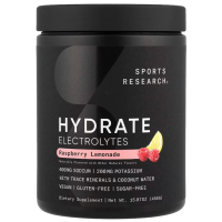Купить Sports Research, Hydrate, электролиты, малиновый лимонад, 450 г