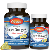 Купить Carlson, Super Omega-3, Супер Омега-3, 1200 мг, 100+30 капсул из рыбного желатина