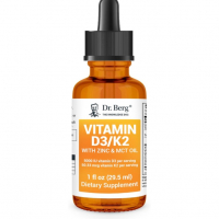 Купить Dr. Berg liquid Vitamin D3 + K2 with Zinc & MCT Oil, жидкий витамин Д3 + К2 (5000 МЕ) с цинком и маслом МСТ, 29,5 мл