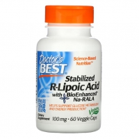 Купить Doctors Best, R-липоевая кислота, R-Lipoic Acid, 100 мг, 60 растительных капсул