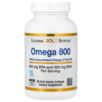 Sotib oling California Gold Nutrition, омега 800, рыбий жир фармацевтической степени чистоты, 80% ЭПК/ДГК, в форме триглицеридов, 1000 мг, 90 капсул из рыбьего желатина