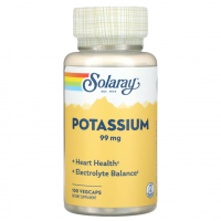 Купить Solaray, Калий, Potassium, 99 мг, 100 растительных капсул