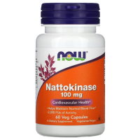 Купить NOW Foods, Наттокиназа, Nattokinase, 100 мг, 60 вегетарианских капсул