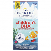 Купить Nordic Naturals, ДГК для детей, клубника, для детей 3–6 лет, 62.5 мг, 90 желатиновых мини-капсул