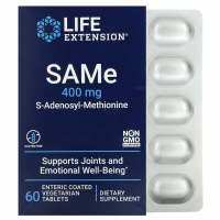Купить Life Extension, SAMe, S-аденозилметионин, 400 мг, 60 вегетарианских таблеток