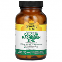 Купить Country Life, Кальций, магний и цинк с витамином D, Calcium Magnesium Zinc with vitamin D, 90 таблеток