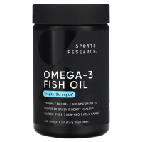 Купить Sports Research, рыбий жир с омега-3, Omega-3 Fish Oil, тройная эффективность, 1250 мг, 120 мягких таблеток