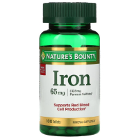 Купить Natures Bounty, железо, Iron, 65 мг, 100 таблеток