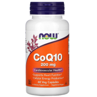 NOW Foods, коэнзим CoQ 10, 200 мг, 60 растительных капсул