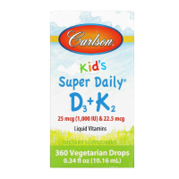 Carlson, D3+K2 для детей, д3+к2, 25 мкг (1000 МЕ) и 22,5 мкг, 10,16 мл