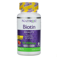 Купить Natrol, Биотин, максимальная эффективность, клубника, 10 000 мкг, 60 таблеток