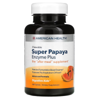 Купить American Health, Super Papaya Enzyme Plus, жевательные таблетки с ферментами, папайя, 180 шт.