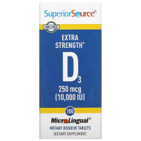 Superior Source, витамин D3 повышенной силы действия, 250 мкг (10 000 МЕ), 100 таблеток