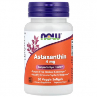 Купить NOW Foods, Астаксантин, Astaxanthin, 4 мг, 60 растительных капсул
