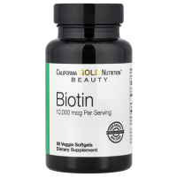 Купить California Gold Nutrition, биотин, 10000 мкг, 90 вегетарианских капсул