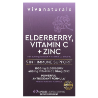 Купить Viva Naturals, Elderberry, vitamin c + Zinc, бузина, витамин C и цинк, 60 капсул