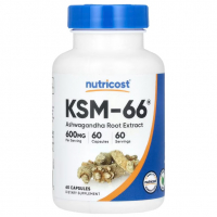 Купить Nutricost, KSM-66, экстракт корня ашваганды, 600 мг, 60 капсул