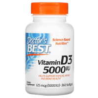 Купить Doctors Best, vitamin D3, витамин D3, 125 мкг (5000 МЕ), 360 мягких таблеток