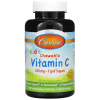 Купить Carlson, Kids vitamin C, жевательный витамин C, 250 мг, 60 вегетарианских таблеток