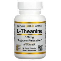 California Gold Nutrition, L-теанин, поддерживает расслабление и спокойную концентрацию, 100 мг, 60 растительных капсул