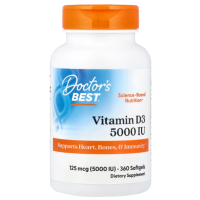 Купить Doctors Best, vitamin D3, витамин D3, 125 мкг (5000 МЕ), 360 мягких таблеток