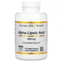 Купить California Gold Nutrition, альфа-липоевая кислота, 600 мг, 120 растительных капсул