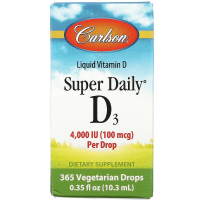Купить Carlson Labs, Super Daily D3, 100 мкг (4000 МЕ), 10,3 мл (0,35 жидк. Унции)