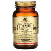 Solgar, витамин Е, vitamin E, 134 мг (200 МЕ), 100 мягких желатиновых капсул