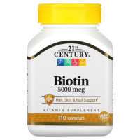 Купить 21st Century, Biotin, биотин, 5000 мкг, 110 таблеток