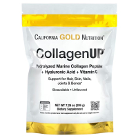 Купить California Gold Nutrition, CollagenUP, морской гидролизованный коллаген, гиалуроновая кислота и витамин C, с нейтральным вкусом, 206 г (7,26 унции)